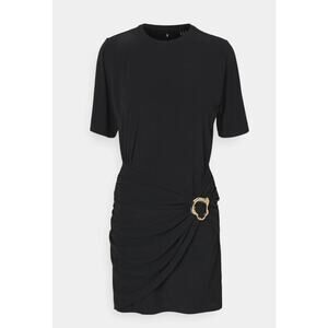 Marella Art.365‎ Arnes Draped Buckle-Embellished Mini Dress Black Size Large